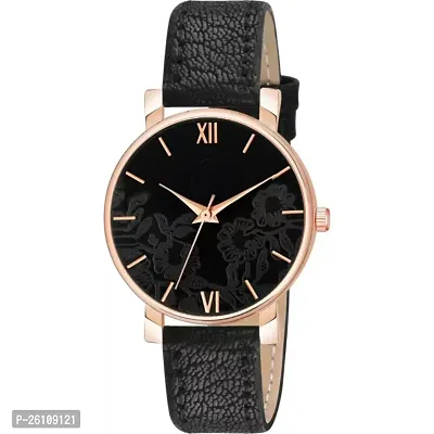 Stylish Black Synthetic Leather Analog Watch For Women-thumb2