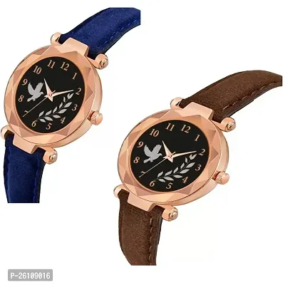 Stylish Synthetic Leather Analog Watches Combo For Women Pack Of 2-thumb2