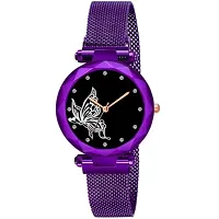 Stylish Purple Synthetic Leather Analog Watch For Women-thumb1