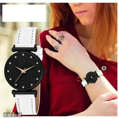Stylish White Synthetic Leather Analog Watch For Women