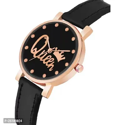 Stylish Black Synthetic Leather Analog Watch For Women-thumb3