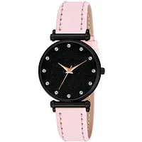 Stylish Pink Synthetic Leather Analog Watch For Women-thumb1