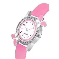 Stylish Pink Synthetic Leather Analog Watch For Women-thumb1