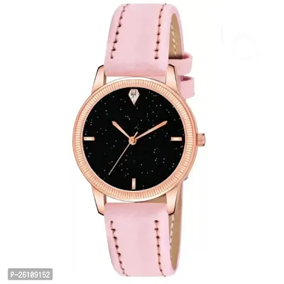 Stylish Pink Synthetic Leather Analog Watch For Women-thumb2