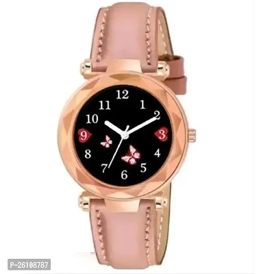 Stylish Pink Synthetic Leather Analog Watch For Women