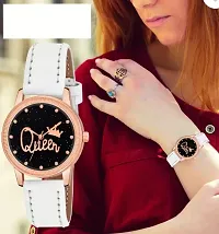 Medboo Queen Dial White Leather Strap Watch For Girls-thumb1