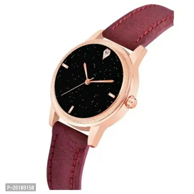 Stylish Red Synthetic Leather Analog Watch For Women-thumb3