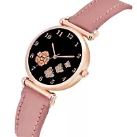 Stylish Pink Synthetic Leather Analog Watch For Women-thumb1
