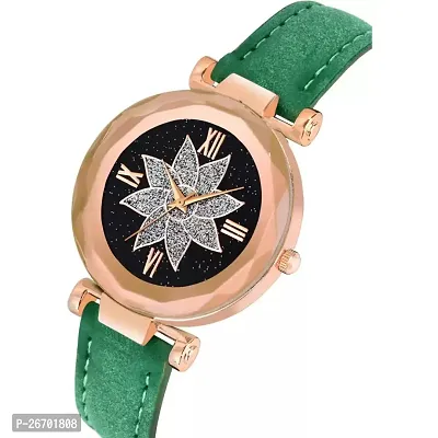 Medboo Flower Designer Dial  Stylish Green Belt Wrist Women Watch-thumb3