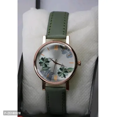 Stylish Green Synthetic Leather Analog Watch For Women