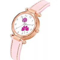 Stylish Pink Synthetic Leather Analog Watch For Women-thumb1