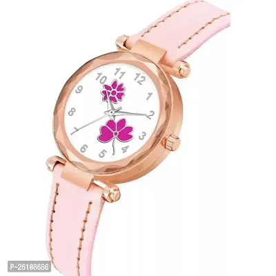 Stylish Pink Synthetic Leather Analog Watch For Women-thumb2