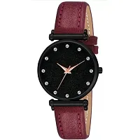 Stylish Red Synthetic Leather Analog Watch For Women-thumb1