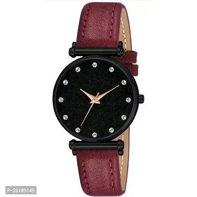 Stylish Red Synthetic Leather Analog Watch For Women-thumb2