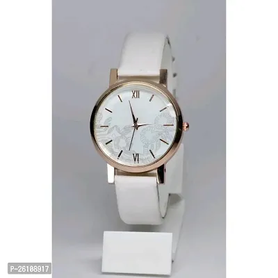 Stylish White Synthetic Leather Analog Watch For Women-thumb0