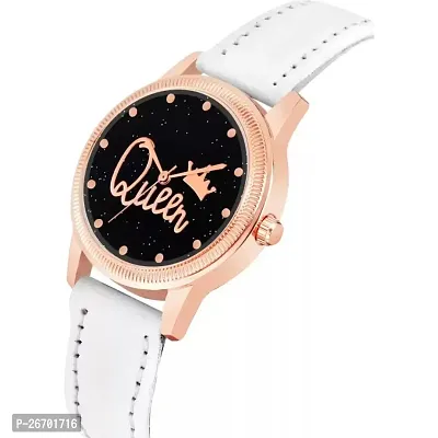 Medboo Queen Dial White Leather Strap Watch For Girls-thumb3