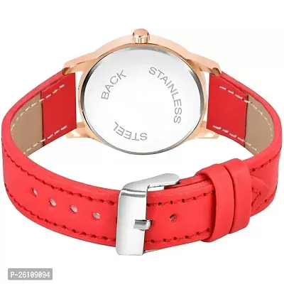 Stylish Red Synthetic Leather Analog Watch For Women-thumb3