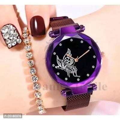 Stylish Purple Synthetic Leather Analog Watch For Women-thumb0