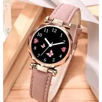 Stylish Pink Synthetic Leather Analog Watch For Women-thumb1