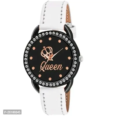 Stylish White Synthetic Leather Analog Watch For Women-thumb0