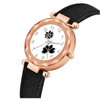 Stylish Black Synthetic Leather Analog Watch For Women-thumb1