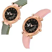 Stylish Synthetic Leather Analog Watches Combo For Women Pack Of 2-thumb1