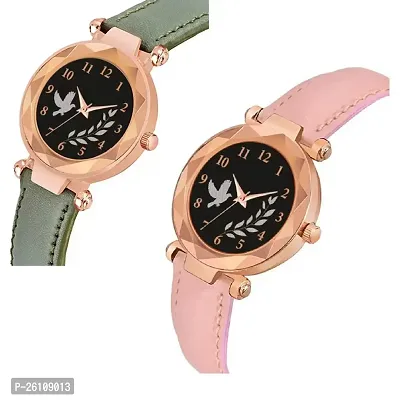 Stylish Synthetic Leather Analog Watches Combo For Women Pack Of 2-thumb2