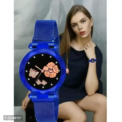 Stylish Blue Synthetic Leather Analog Watch For Women-thumb0