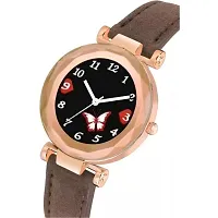 Stylish Brown Synthetic Leather Analog Watch For Women-thumb1