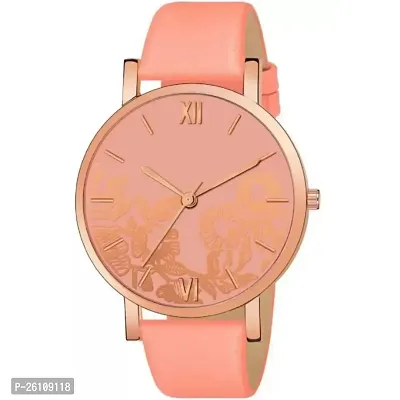 Stylish Orange Synthetic Leather Analog Watch For Women-thumb2