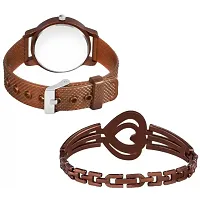 Stylish Brown Synthetic Leather Analog Watch With Bracelet For Women-thumb2