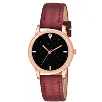 Stylish Red Synthetic Leather Analog Watch For Women-thumb1