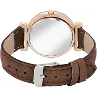 Medboo Black 12 Diamond Dial Brown Leather Belt  Wrist Girls watch-thumb3