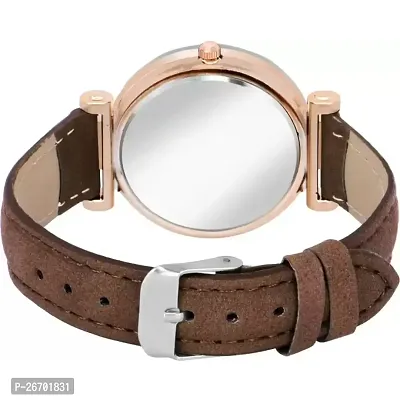 Medboo Black 12 Diamond Dial Brown Leather Belt  Wrist Girls watch-thumb4