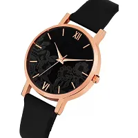 Stylish Black Synthetic Leather Analog Watch For Women-thumb2