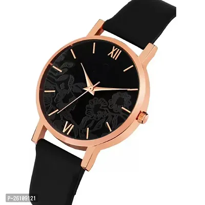 Stylish Black Synthetic Leather Analog Watch For Women-thumb3