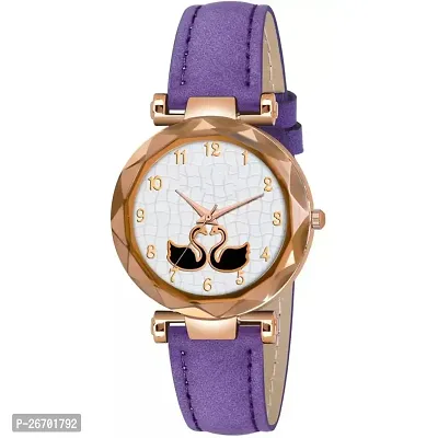 Medboo Purple Slim Dial Leather Belt Women Watch