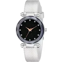 Stylish Silver Synthetic Leather Analog Watch For Women-thumb1