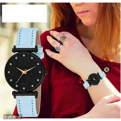 Stylish Blue Synthetic Leather Analog Watch For Women