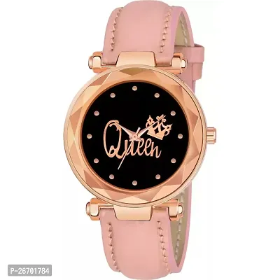 Medboo Queen Dial Pink Leather Belt Girls  QCL203-PINK  Watchnbsp;-thumb0