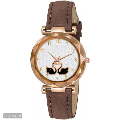 Medboo Brown Slim Dial Leather Belt Women Watch  Girls