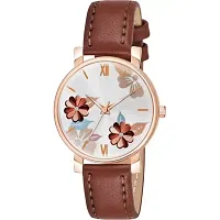 Stylish Brown Synthetic Leather Analog Watch For Women-thumb1