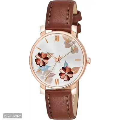 Stylish Brown Synthetic Leather Analog Watch For Women-thumb2