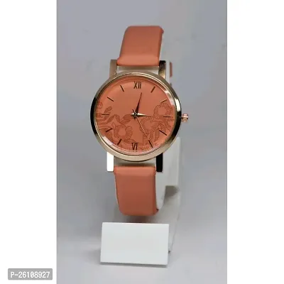 Stylish Orange Synthetic Leather Analog Watch For Women