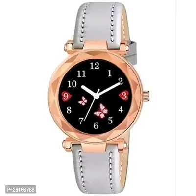 Stylish Grey Synthetic Leather Analog Watch For Women