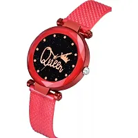 Stylish Red Synthetic Leather Analog Watch For Women-thumb2