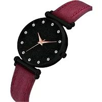 Stylish Red Synthetic Leather Analog Watch For Women-thumb2