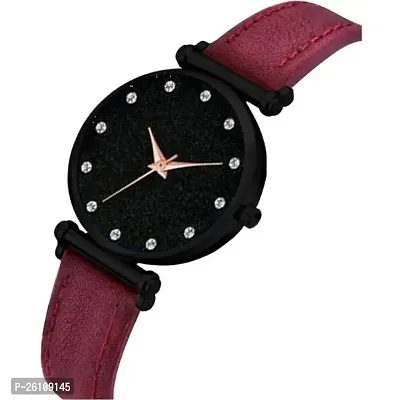 Stylish Red Synthetic Leather Analog Watch For Women-thumb3