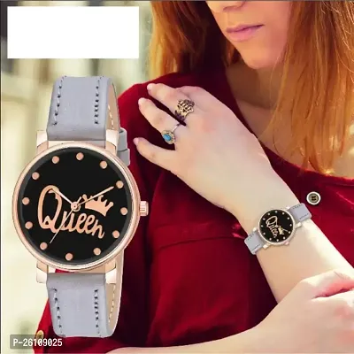 Stylish Grey Synthetic Leather Analog Watch For Women-thumb2