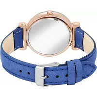 Medboo Black Flower Dial Blue Leather Belt Women Watch-thumb3